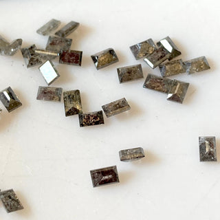 All 3x2mm Salt And Pepper Baguette Diamonds, Clear White Black Natural Faceted Melee Baguette Accent Diamonds, 2pcs/6pcs, DDS680/1