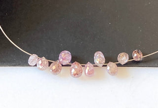 2 Pieces Tiny 2.5-3.5mm Beautiful Rare Pink Diamond Briolette Beads, Pink Diamond Faceted Teardrop Beads, DDS300