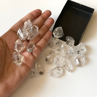 4 Pieces Huge 20mm To 25mm Herkimer Diamond Loose, Clear White Raw Rough Herkimer Diamond Loose Gemstone, GDS881/1