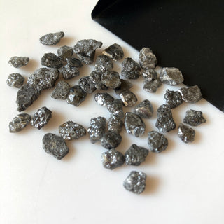 Natural 7mm To 8mm Grey Black Raw Rough Diamond Loose, Flat Gray Black Uncut Diamond For Ring Earring Jewelry, Sold As 1 & 5 Pieces, DD39/2