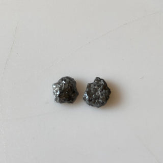Natural 5mm To 6mm Grey Black Raw Rough Diamond Loose, Flat Gray Black Uncut Diamond For Ring Earring Jewelry, Sold As 2 & 5 Pieces, DD39/1