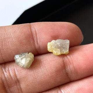 Set Of 2 Yellow White Two Tone Raw Rough Diamond Loose, 8mm to 9mm Natural Loose Smooth Rough Uncut Double Color Diamond, DDS665