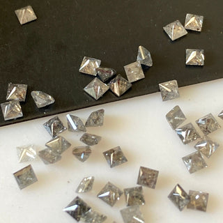 Tiny 2mm Salt And Pepper Princess Cut Diamond, Clear White Black Natural Melee Princess Cut Accent Diamonds For Jewelry, 2pcs/6pcs, DDS680/4