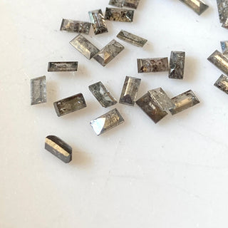 All 3x1.5mm Salt And Pepper Baguette Diamond, Clear White Black Natural Faceted Melee Baguette Accent Diamond, 2pcs/6pcs, DDS680/2