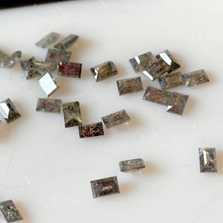 2 Pieces 5x2.5mm Salt And Pepper Baguette Diamonds, Clear White Black Natural Faceted Melee Baguette Accent Diamonds, DDS680/16