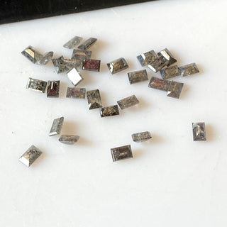 2 Pieces 5x2.5mm Salt And Pepper Baguette Diamonds, Clear White Black Natural Faceted Melee Baguette Accent Diamonds, DDS680/16