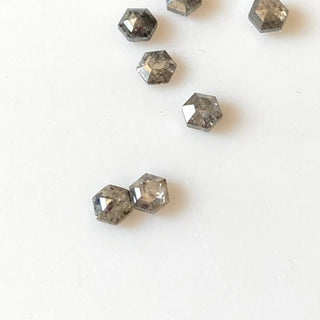 2 Pcs  3mm Salt And Pepper Hexagon Shield Shape Diamonds, Clear White Black Natural Faceted Calibrated Accent Melee Diamonds, DDS680/6