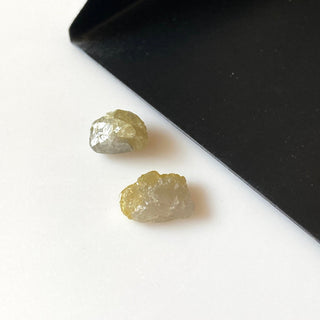 Set Of 2 Yellow White Two Tone Raw Rough Diamond Loose, 8mm to 9mm Natural Loose Smooth Rough Uncut Double Color Diamond, DDS665