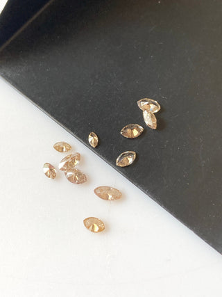 Set of 5 2.5mm To 4mm Cognac Very Light Brown Marquise Shaped Rose Cut Diamond Loose, Natural Diamond Rose Cut Brilliant Cut, DDS496/12