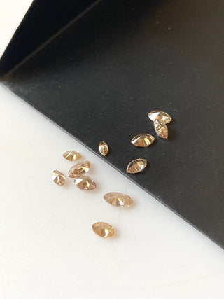 Set of 5 2.5mm To 4mm Cognac Very Light Brown Marquise Shaped Rose Cut Diamond Loose, Natural Diamond Rose Cut Brilliant Cut, DDS496/12