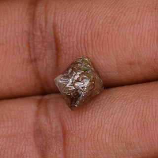 9.8mm/4.30CTW Cognac Champagne Brown Natural Crystal Diamond Loose, Clear Rough Raw Diamond Octahedron, DDS677/3