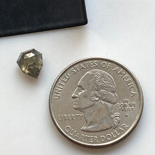 8.2mm/1.64CTW Shield Shape Clear Grey/Black Salt And Pepper Rose Cut Diamond Loose, Faceted Flat Back Natural Diamond Cabochon, DDS670/4