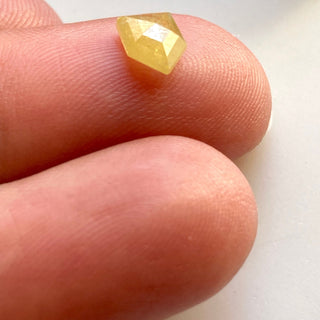 OOAK 0.52CTW/6mm Clear Yellow Shield Shaped Faceted Rose Cut Diamond Loose, Natural Flat Back Diamond Cabochon For Ring, DDS689/6