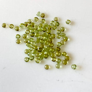 30 Pieces Tiny Calibrated Peridot Smooth Round Gemstones Loose, 1.5mm/2mm/3mm Melee Size Natural Peridot Flat Back Cabochon, GDS1937