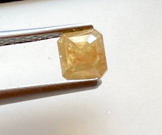 OOAK 0.67CTW/4.9mm Clear Yellow Asscher Cut Faceted Rose Cut Diamond Loose, Natural Double Cut Diamond Cabochon For Ring, DDS689/10