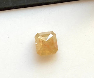 OOAK 0.67CTW/4.9mm Clear Yellow Asscher Cut Faceted Rose Cut Diamond Loose, Natural Double Cut Diamond Cabochon For Ring, DDS689/10