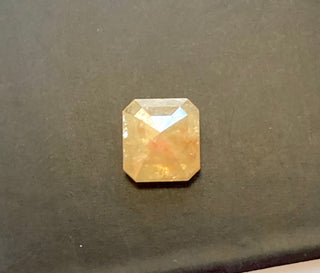 OOAK 0.67CTW/4.9mm Clear Yellow Asscher Cut Faceted Rose Cut Diamond Loose, Natural Double Cut Diamond Cabochon For Ring, DDS689/10