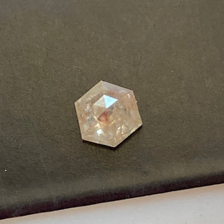 0.37CTW/4.6mm OOAK Natural Clear Champagne Brown Hexagon Shield Shape Rose Cut Diamond Loose, Faceted Flat Back Diamond Cabochon, DDS689/11