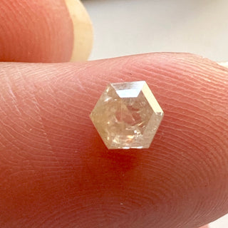 0.37CTW/4.6mm OOAK Natural Clear Champagne Brown Hexagon Shield Shape Rose Cut Diamond Loose, Faceted Flat Back Diamond Cabochon, DDS689/11