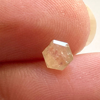 0.37CTW/4.6mm OOAK Natural Clear Champagne Brown Hexagon Shield Shape Rose Cut Diamond Loose, Faceted Flat Back Diamond Cabochon, DDS689/11