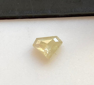 OOAK 0.41CTW/5.8mm Clear Light Yellow Brown Shield Shaped Faceted Rose Cut Diamond Loose, Natural Flat Back Diamond Cabochon, DDS689/12