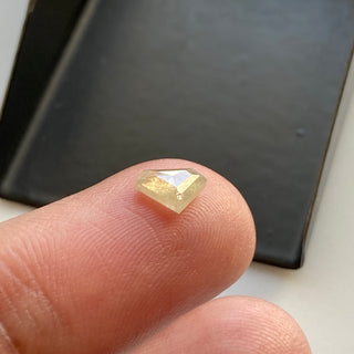 OOAK 0.41CTW/5.8mm Clear Light Yellow Brown Shield Shaped Faceted Rose Cut Diamond Loose, Natural Flat Back Diamond Cabochon, DDS689/12