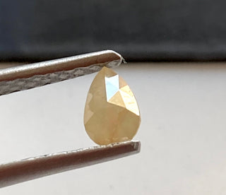 0.32CTW/5.4mm Natural Yellow White Pear Shaped Faceted Rose Cut Diamond Loose, Natural Diamond Cabochon For Ring, DDS689/13