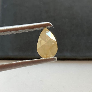 0.32CTW/5.4mm Natural Yellow White Pear Shaped Faceted Rose Cut Diamond Loose, Natural Diamond Cabochon For Ring, DDS689/13