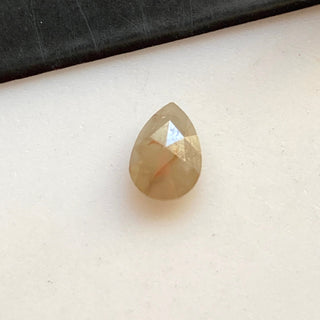 0.48CTW/6.2mm Natural Peach Grey Pear Shaped Faceted Rose Cut Diamond Loose, Natural Diamond Flat Back Cabochon For Ring, DDS689/14