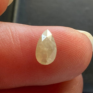 0.47CTW/6.8mm Natural White Pear Shaped Faceted Rose Cut Diamond Loose, Diamond Cabochon For Ring, DDS689/17