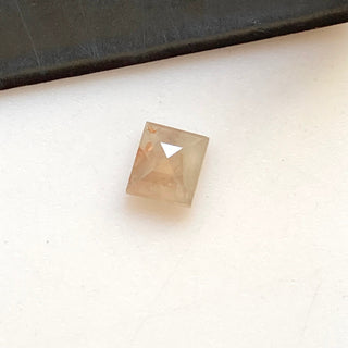 0.32CTW/4.3mm Natural Peach White Rectangle Faceted Rose Cut Diamond Loose, Natural Flat Back Diamond Cabochon For Ring, DDS689/19