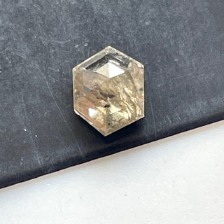 1.16CTW/7.2mm Fancy Shield Hexagon Shape Clear Grey Brown Salt And Pepper Diamond Rose Cut Loose Cabochon, DDS685/7