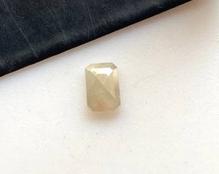 0.22CTW/4.7mm Natural Grey White Emerald Cut Faceted Rose Cut Diamond Loose, Natural Diamond Cabochon For Ring, DDS689/20