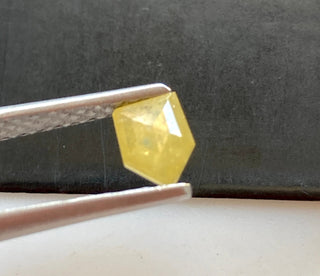 OOAK 0.52CTW/6mm Clear Yellow Shield Shaped Faceted Rose Cut Diamond Loose, Natural Flat Back Diamond Cabochon For Ring, DDS689/6
