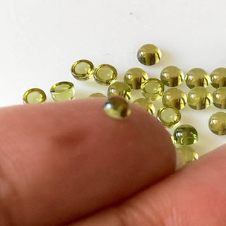 30 Pieces Tiny Calibrated Peridot Smooth Round Gemstones Loose, 1.5mm/2mm/3mm Melee Size Natural Peridot Flat Back Cabochon, GDS1937