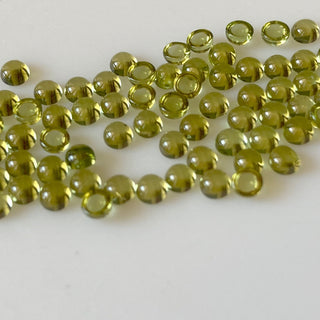 30 Pieces Tiny Calibrated Peridot Smooth Round Gemstones Loose, 1.5mm/2mm/3mm Melee Size Natural Peridot Flat Back Cabochon, GDS1937