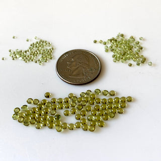 30 Pieces Tiny Calibrated Peridot Smooth Round Gemstones Loose, 1.5mm/2mm/3mm Melee Size Natural Peridot Flat Back Cabochon, GDS1937