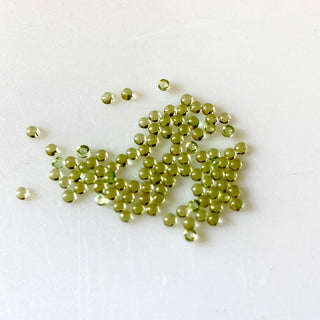 30 Pieces Tiny Calibrated Peridot Smooth Round Gemstones Loose, 1.5mm/2mm/3mm Melee Size Natural Peridot Flat Back Cabochon, GDS1937