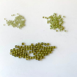 30 Pieces Tiny Calibrated Peridot Smooth Round Gemstones Loose, 1.5mm/2mm/3mm Melee Size Natural Peridot Flat Back Cabochon, GDS1937