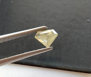 OOAK 0.41CTW/5.8mm Clear Light Yellow Brown Shield Shaped Faceted Rose Cut Diamond Loose, Natural Flat Back Diamond Cabochon, DDS689/12