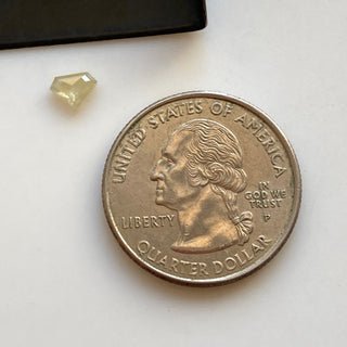 OOAK 0.41CTW/5.8mm Clear Light Yellow Brown Shield Shaped Faceted Rose Cut Diamond Loose, Natural Flat Back Diamond Cabochon, DDS689/12