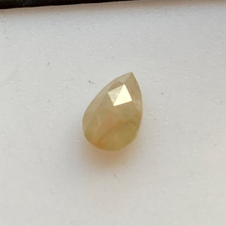 0.32CTW/5.4mm Natural Yellow White Pear Shaped Faceted Rose Cut Diamond Loose, Natural Diamond Cabochon For Ring, DDS689/13