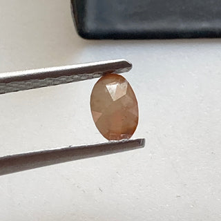 0.36CTW/5.7mm Natural Clear Peach Red Oval Faceted Rose Cut Diamond Loose, Natural Flat Back Diamond Cabochon For Ring, DDS689/24