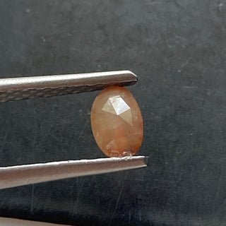 0.36CTW/5.7mm Natural Clear Peach Red Oval Faceted Rose Cut Diamond Loose, Natural Flat Back Diamond Cabochon For Ring, DDS689/24