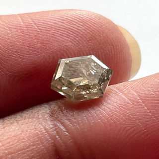 1.16CTW/7.2mm Fancy Shield Hexagon Shape Clear Grey Brown Salt And Pepper Diamond Rose Cut Loose Cabochon, DDS685/7