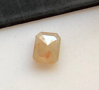 0.36CTW/4.9mm Natural Peach White Emerald Cut Faceted Rose Cut Diamond Loose, Natural Flat Back Diamond Cabochon For Ring, DDS689/15