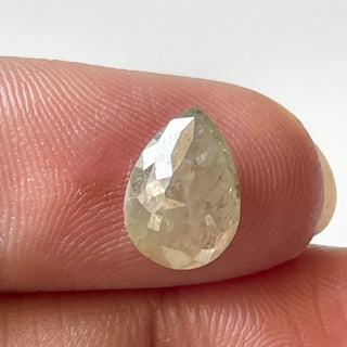 Huge 2.36CTW/9.7mm Clear Grey White Pear Shaped Faceted Rose Cut Diamond Loose Cabochon For Ring, DDS688/5