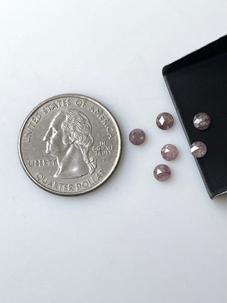 1 Piece 4mm Approx Round Shaped Pink Rose Cut Loose Diamond, Faceted Rose Cut Flat Back Pink Diamond Cabochon, DDS700/19