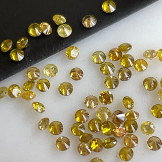 1mm/1.5mm/2mm/3mm Round Brilliant Cut Yellow Melee Diamonds Loose, Yellow Faceted Natural Loose Accent Diamonds For Jewelry, DDS701/4