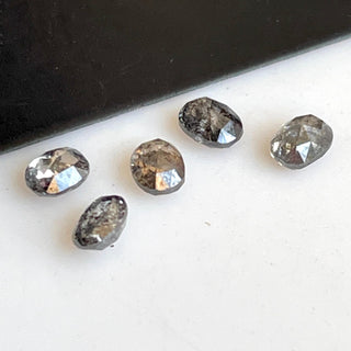 4x3mm Clear Grey/Black Oval Shaped Salt and Pepper Faceted Rose Cut Diamond Loose Double Cut Oval Calibrated Diamond, DDS700/17